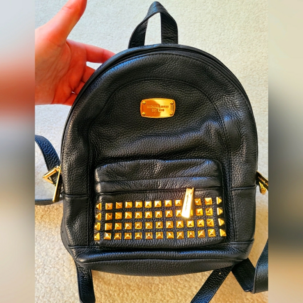 Michael Kors MK Designer Rhea Small designer Studded backpack black gold - Picture 3 of 7